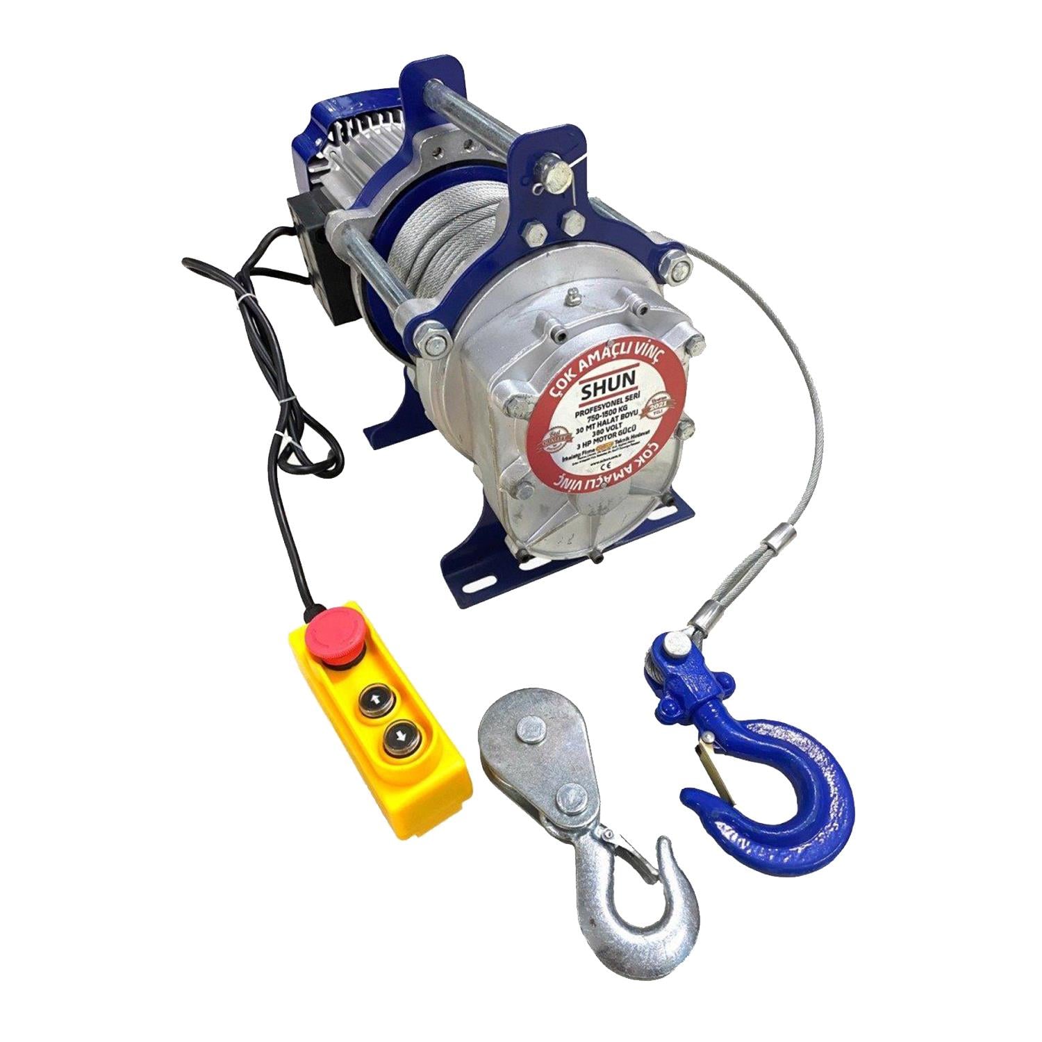 Shun Elektrikli Vinç 1,5 Ton Profesyonel 30mt 380v 3hp - 7486015