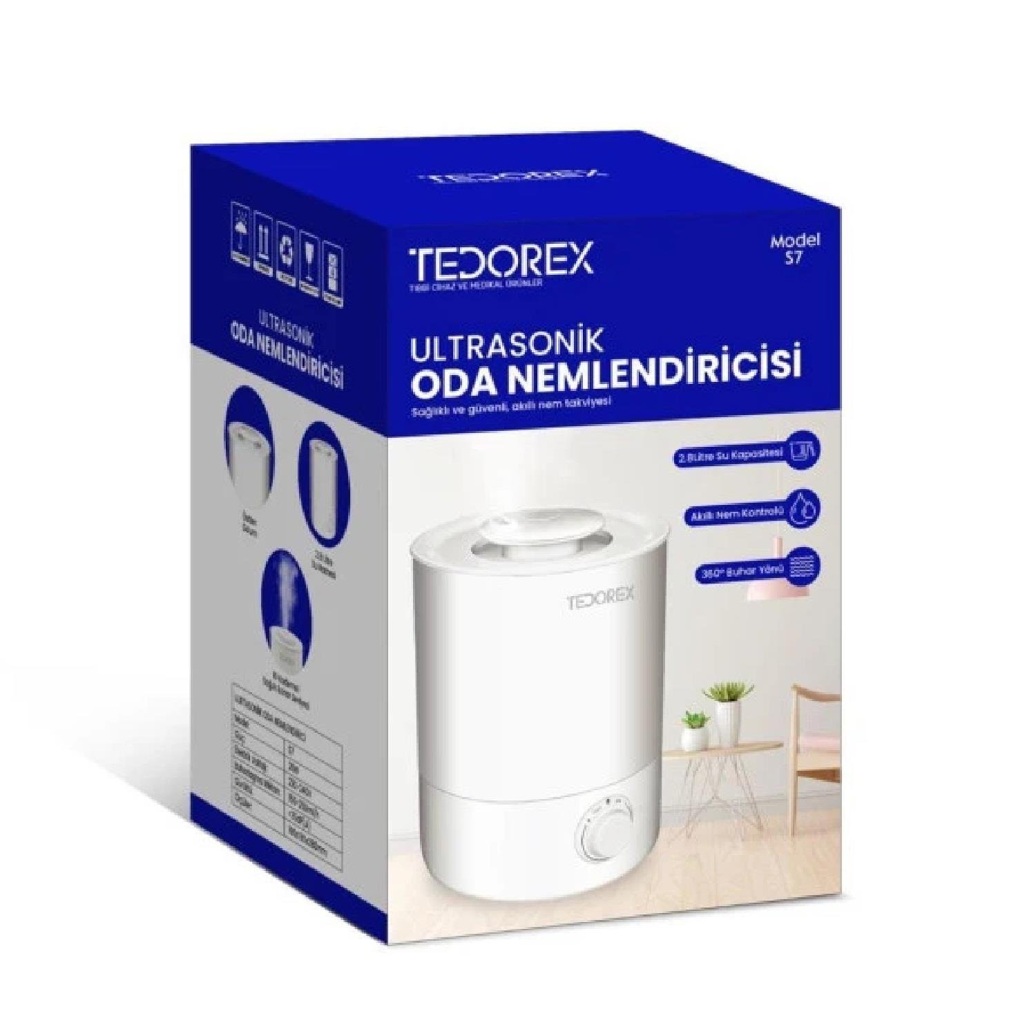 Tedorex S7 Ultrasonik Hava Nemlendirici 2.8 Lt. ELK-05676