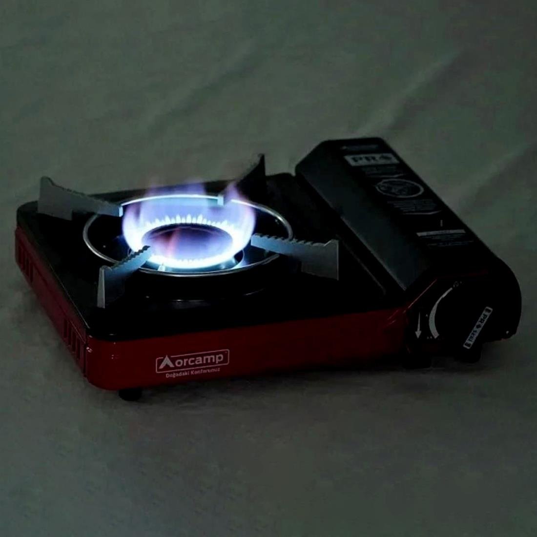 Tekli Portatif Kamp Ocak 505-RED Gaz Stop Emniyetli  Köşeli Kırmızı - 6763