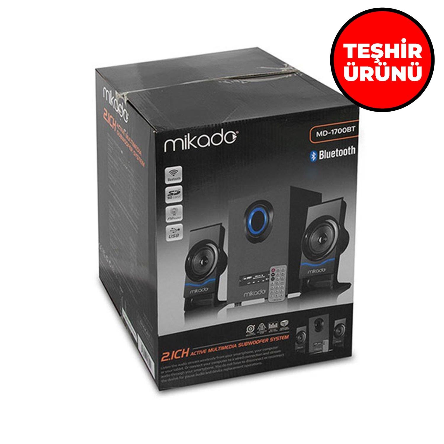 TEŞHİR Mikado MD-1700BT 2+1 Siyah Usb+SD+Fm Destekli Multimedia Bluetooth Speaker 28996