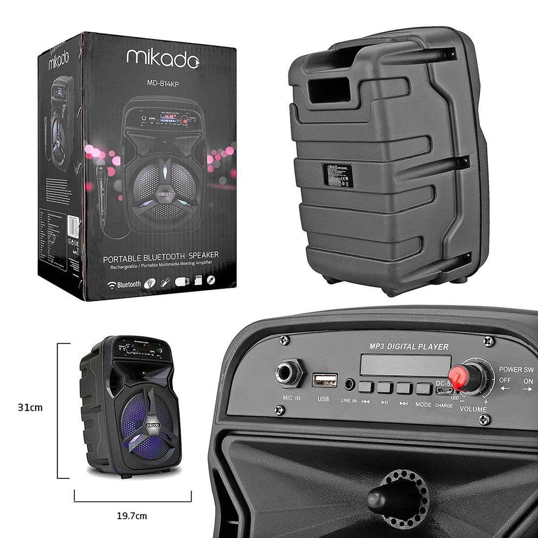 TEŞHİR Mikado MD-814KP 200Mah Aux/Usb/TF/Bluetooth Led Işıldak Speaker - 33819