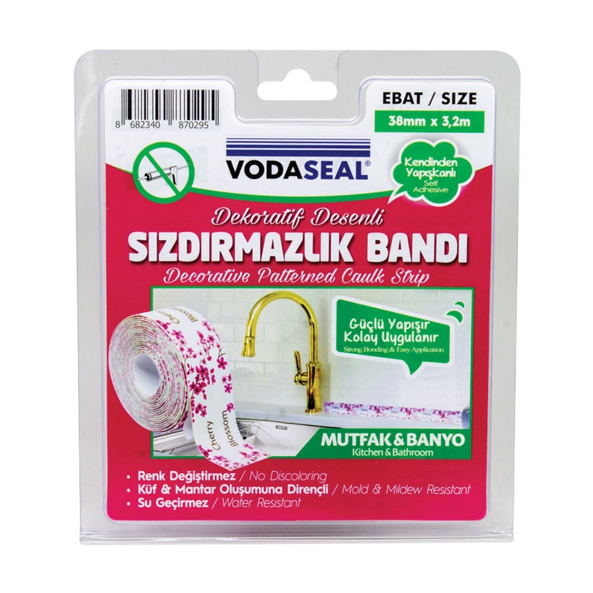 Vodaseal Sızdırmazlık Bandı 38mm 3,2mt Pembe 
