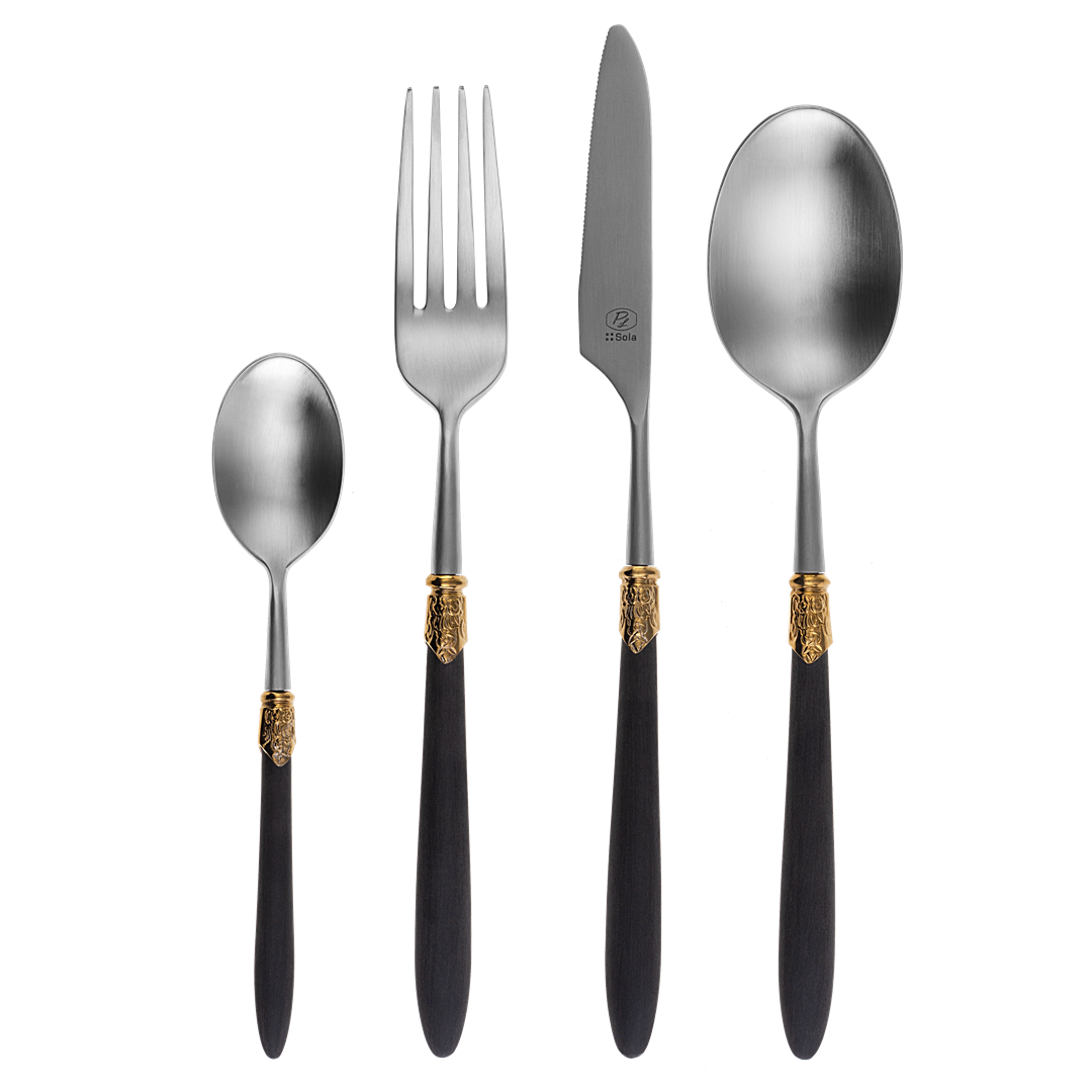 30 ParçaSOLA SWISSEle TrendGaya Exeter Ring Siyah 30 Parça Çatal Bıçak Seti