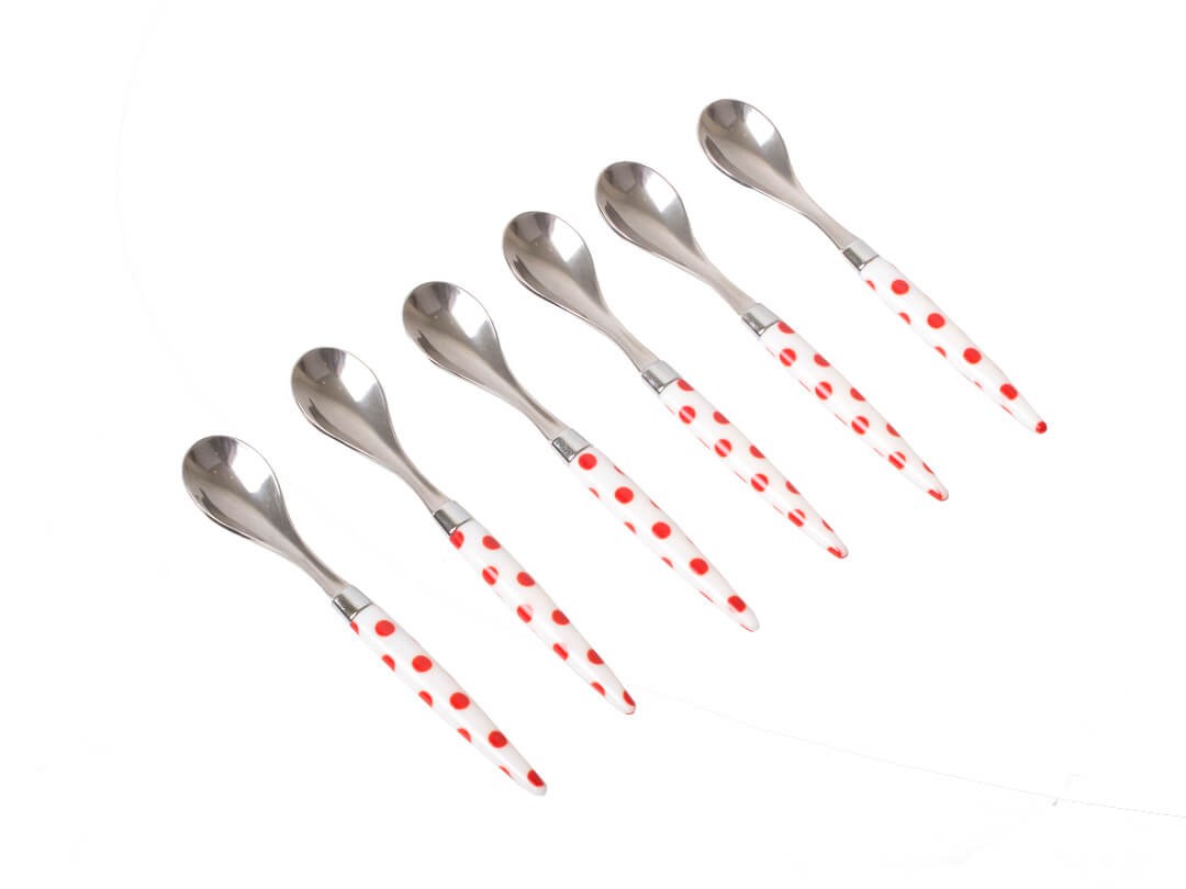 Color Dots kırmızı çay kaşığı seti
