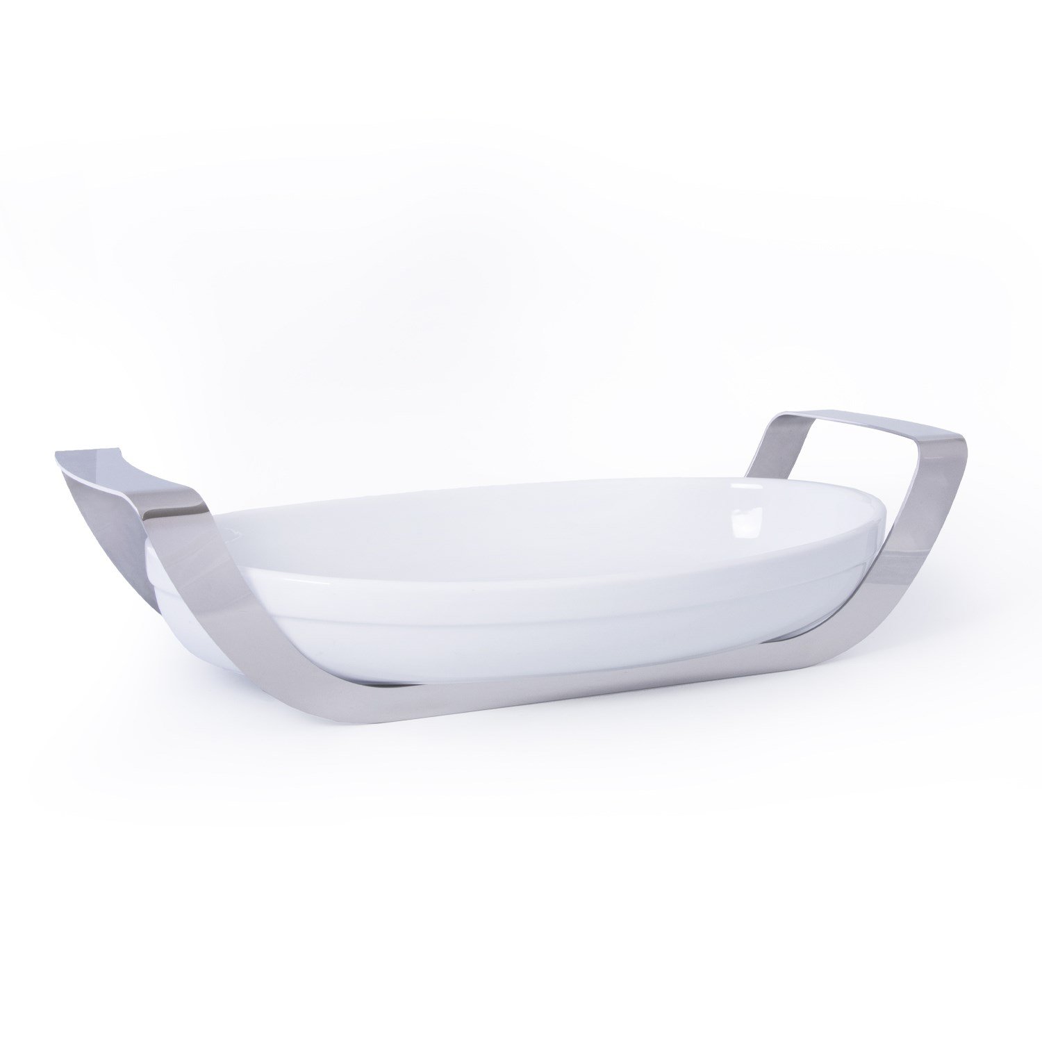 Sofra Sunum ÜrünleriELLEFFE ITALYEle TrendSilver Metal Standlı Oval Porselen Servis