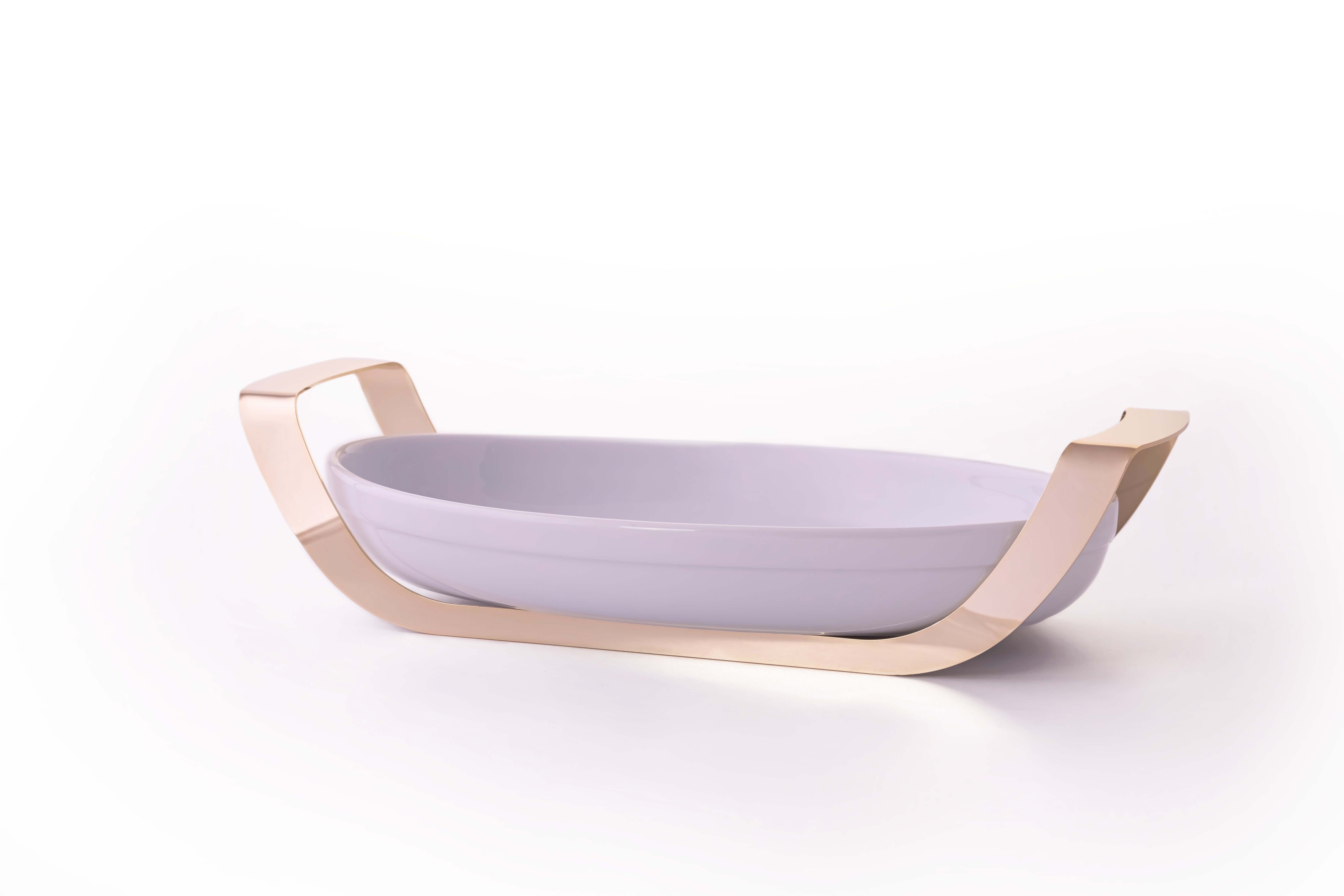 Sofra Sunum ÜrünleriELLEFFE ITALYEle TrendGold Metal Standlı Oval Porselen Servis