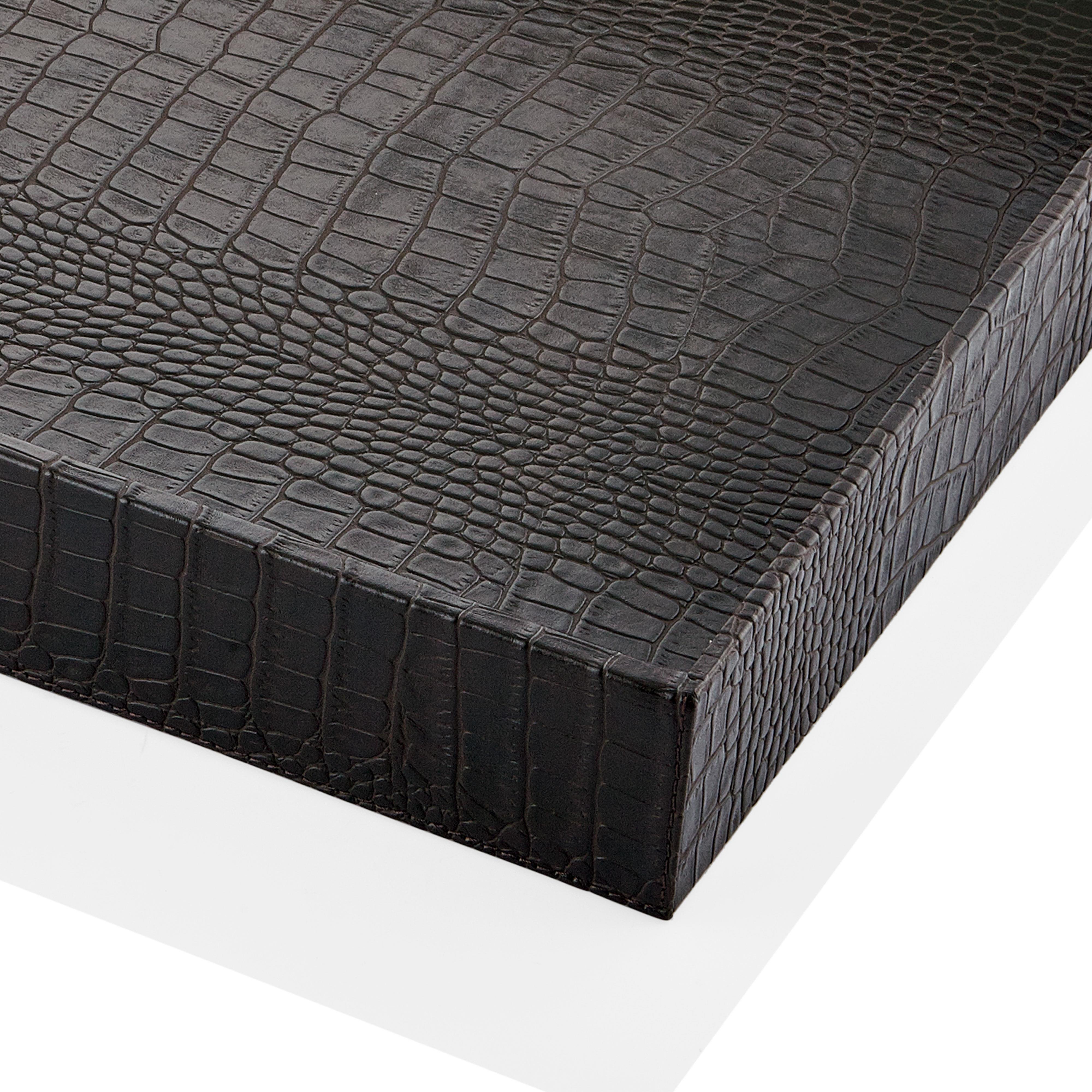 TEPSİLERELE TRENDEle TrendDikdörtgen Kahve Krokodil Deri Tepsi