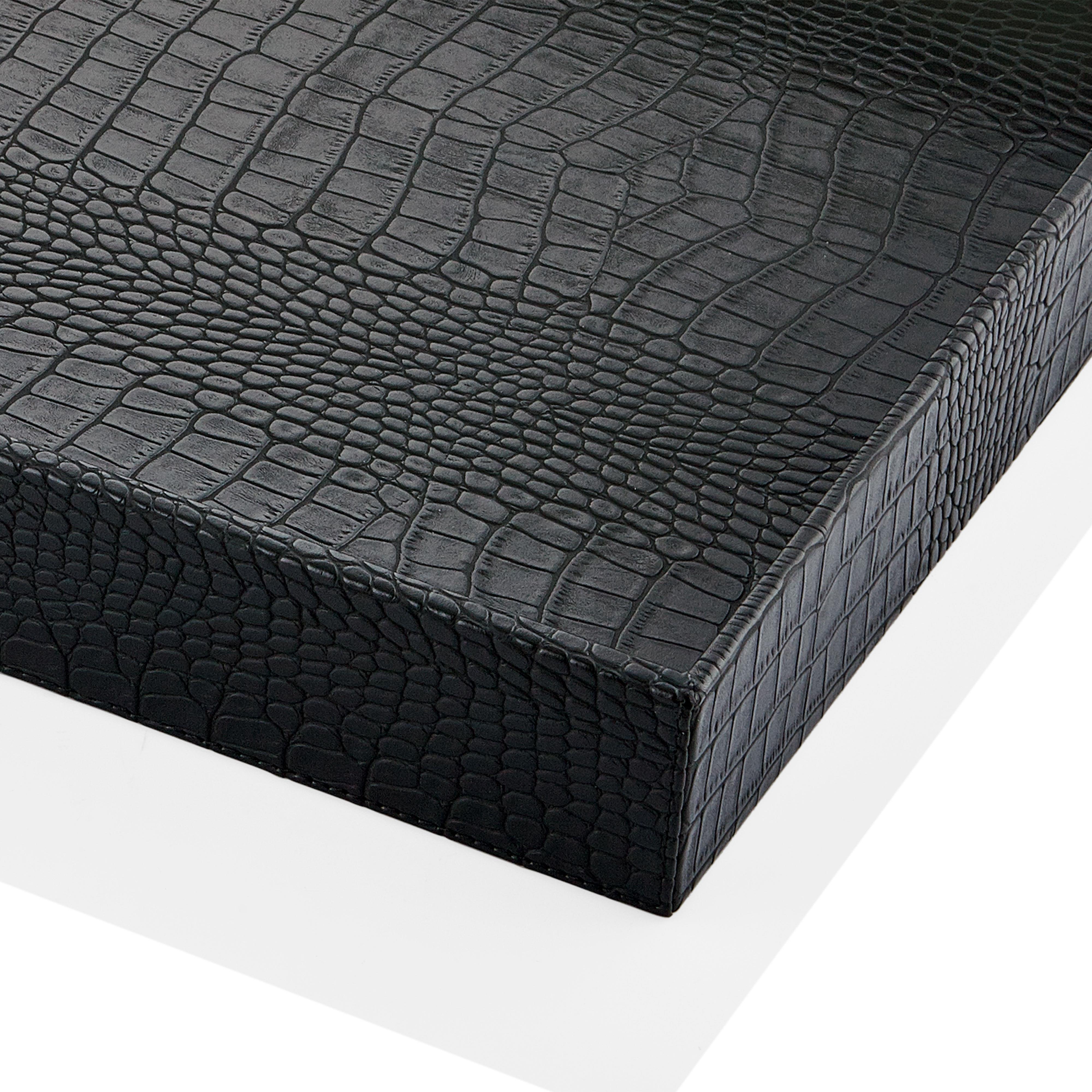 TEPSİLERELE TRENDEle TrendDikdörtgen Siyah Krokokodil Deri Tepsi