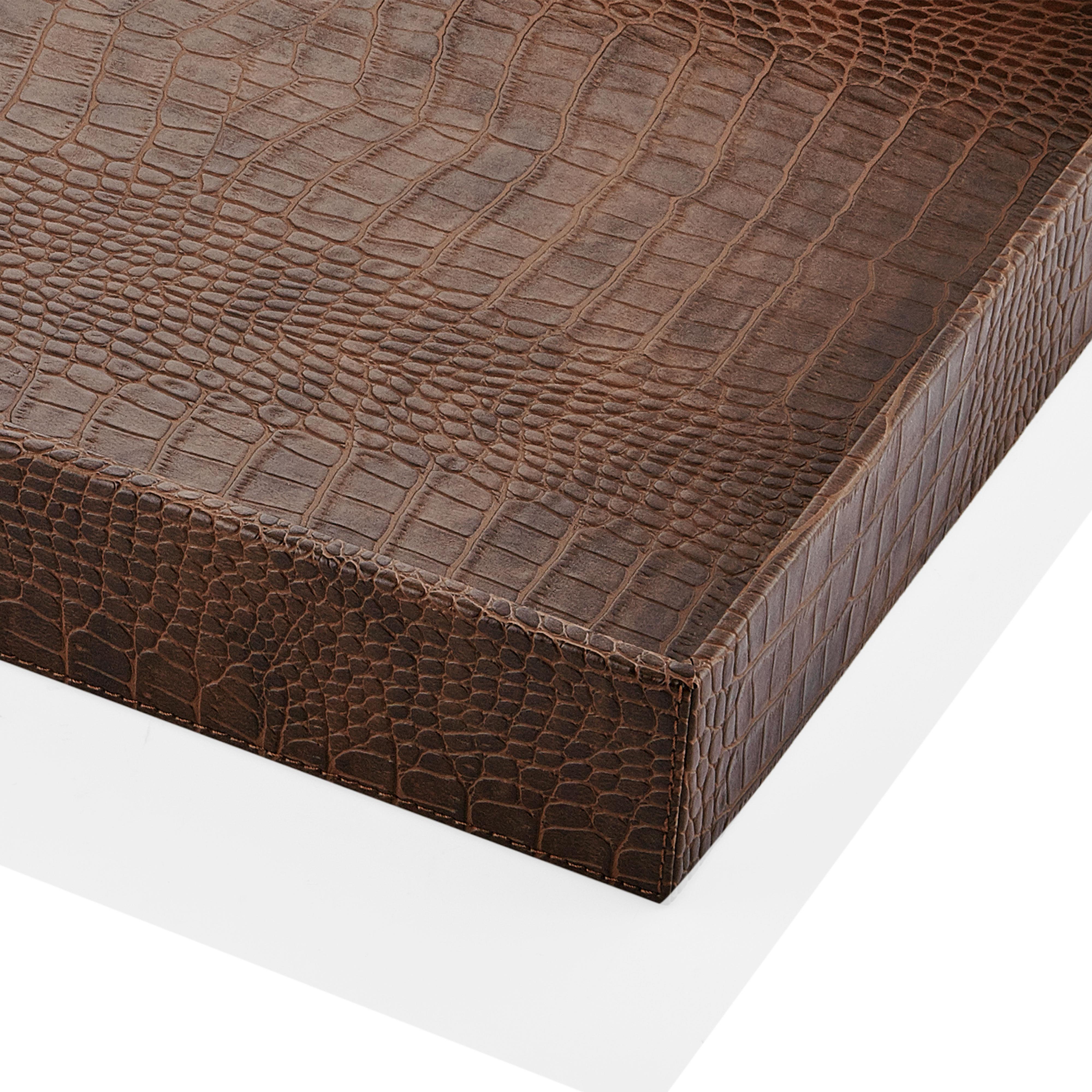 TEPSİLERELE TRENDEle TrendDikdörtgen Taba Krokodil Deri Tepsi