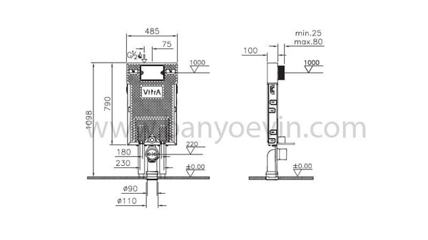  VitrA Pro Asma Klozetler için Gömme Rezervuar