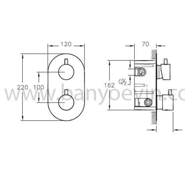 Artema AquaHeat Ankastre Termostatık Duş Bataryası