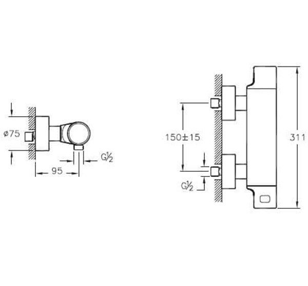 Artema X Line Termostatik Duş Bataryası