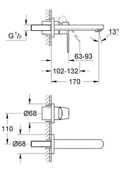 Grohe Eurocosmo Ankastre Lavabo Bataryası (Sıva Üstü Grubu)