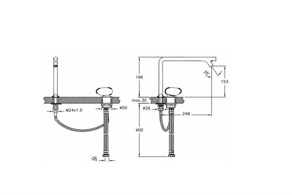 İstanbul Lavabo Bataryası 2 Delikli Lavabolar İçin