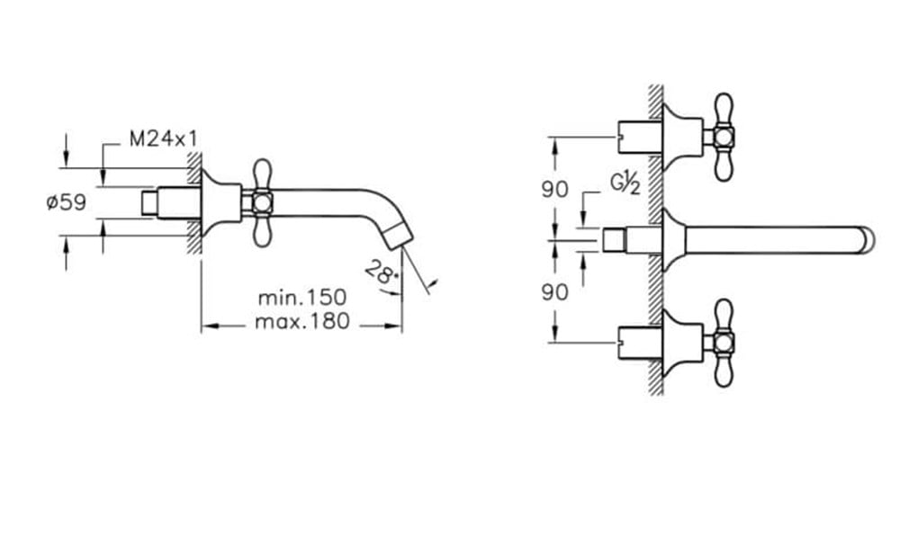 Juno Classic Ankastre Lavabo Bataryası