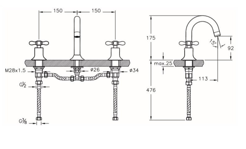 Juno Classic Lavabo Bataryası