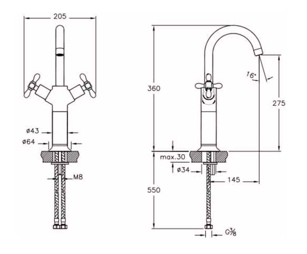 Juno Classic Lavabo Bataryası