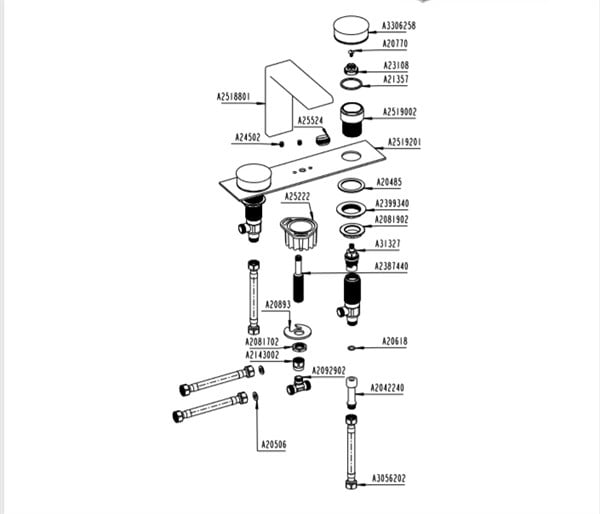 Memoria Lavabo Bataryası 3 Delikli Lavabolar İçin Krom-Siyah