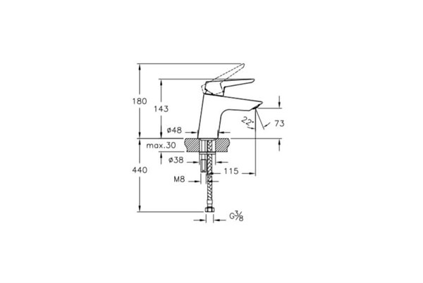 Solid S Lavabo Bataryası (Tek Delikli Armatür)