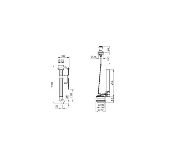 VitrA Alttan su girişli rezervuarlar için çekmeli iç takım