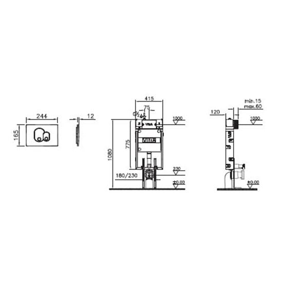 VitrA Asma klozetler için ayarlanabilir ince metal ayaklı set