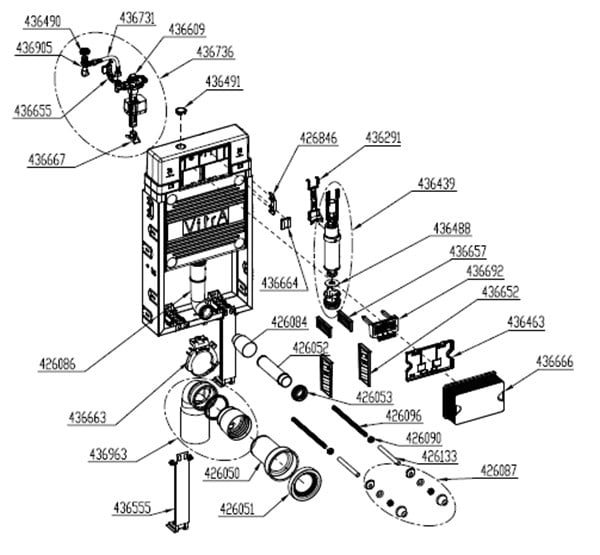 VitrA Asma klozetler için ayarlanabilir kalın metal ayaklı set 2,5/4 L önden basmalı