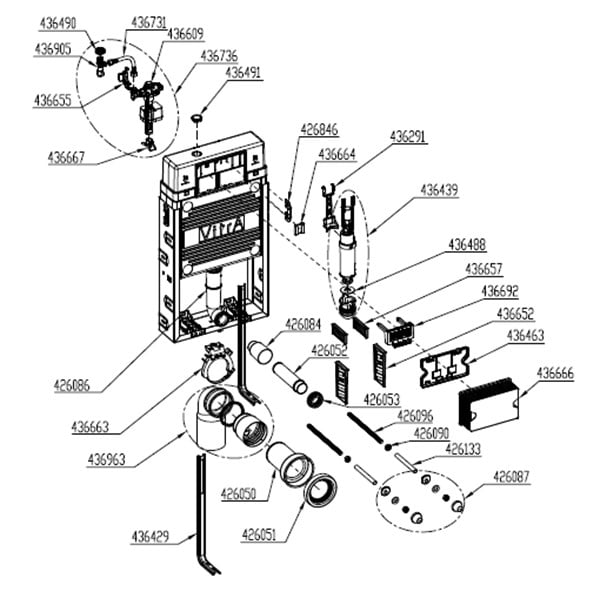VitrA Asma klozetler için ayarlanabilir ince metal ayaklı set 2,5/4 L önden basmalı