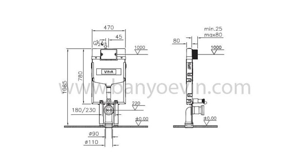 VitrA Asma Klozetler için Gömme Rezervuar 8 cm