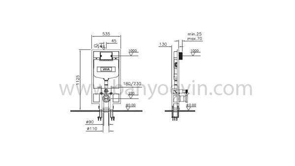 VitrA Asma Klozetler için Gömme Rezervuar, 8 cm