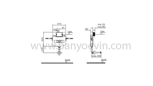 VitrA Tek Ve Çocuk Klozetleri için Gömme Rezervuar  8 cm
