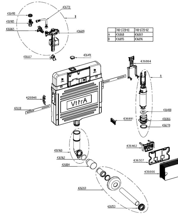 VitrA Tek Ve Çocuk Klozetleri için Gömme Rezervuar, 8 cm