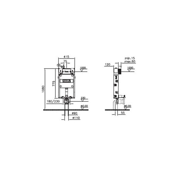 VitrA Tek ve çocuk klozetleri için set 2,5/4 L önden basmalı