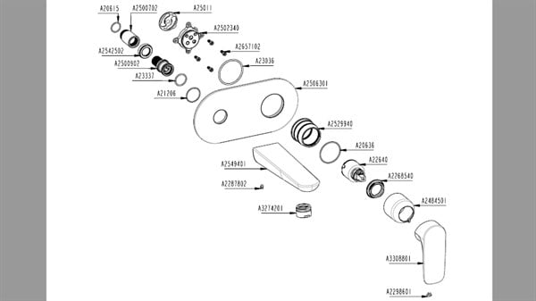X-Line Ankastre Lavabo Bataryası Altın