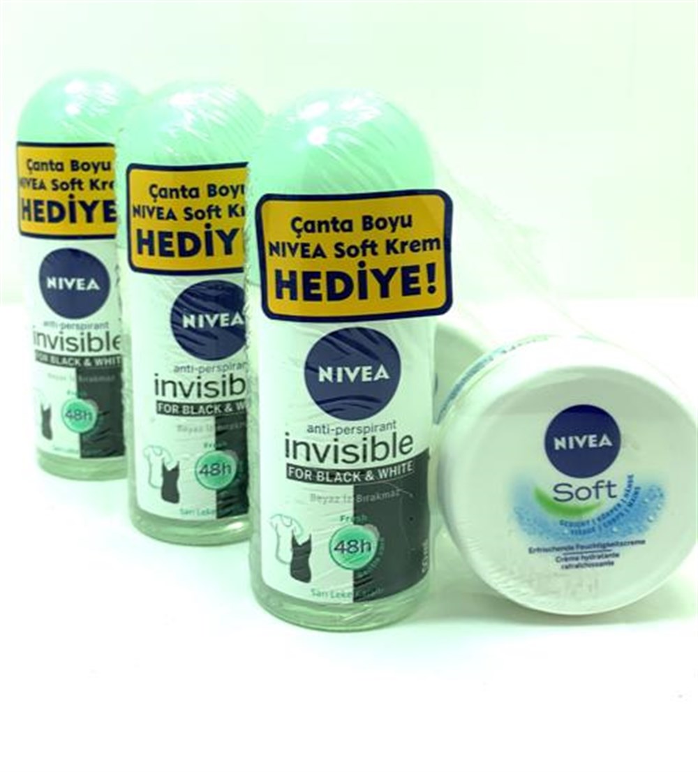 3 Adet Nivea Roll-On 50 Ml+ Soft Krem  Invisible Fresh Kadın