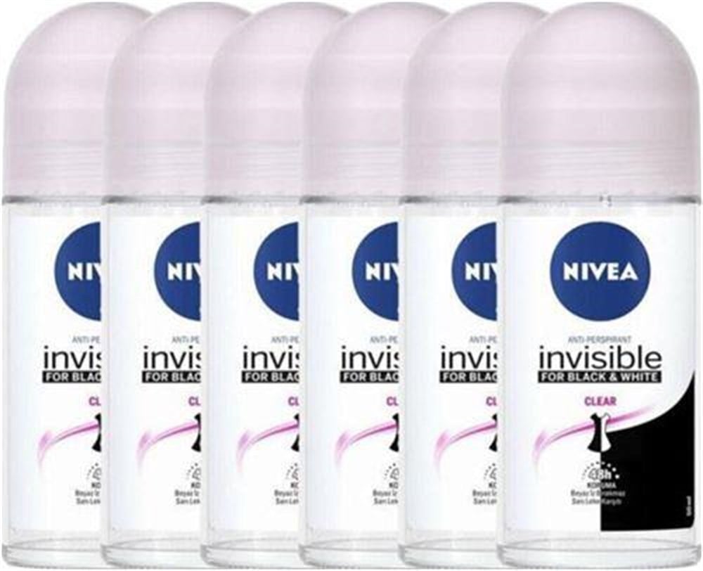 6 Adet Nivea Roll-On 50 Ml İnvisible Black & Whıte Clear  Kadın