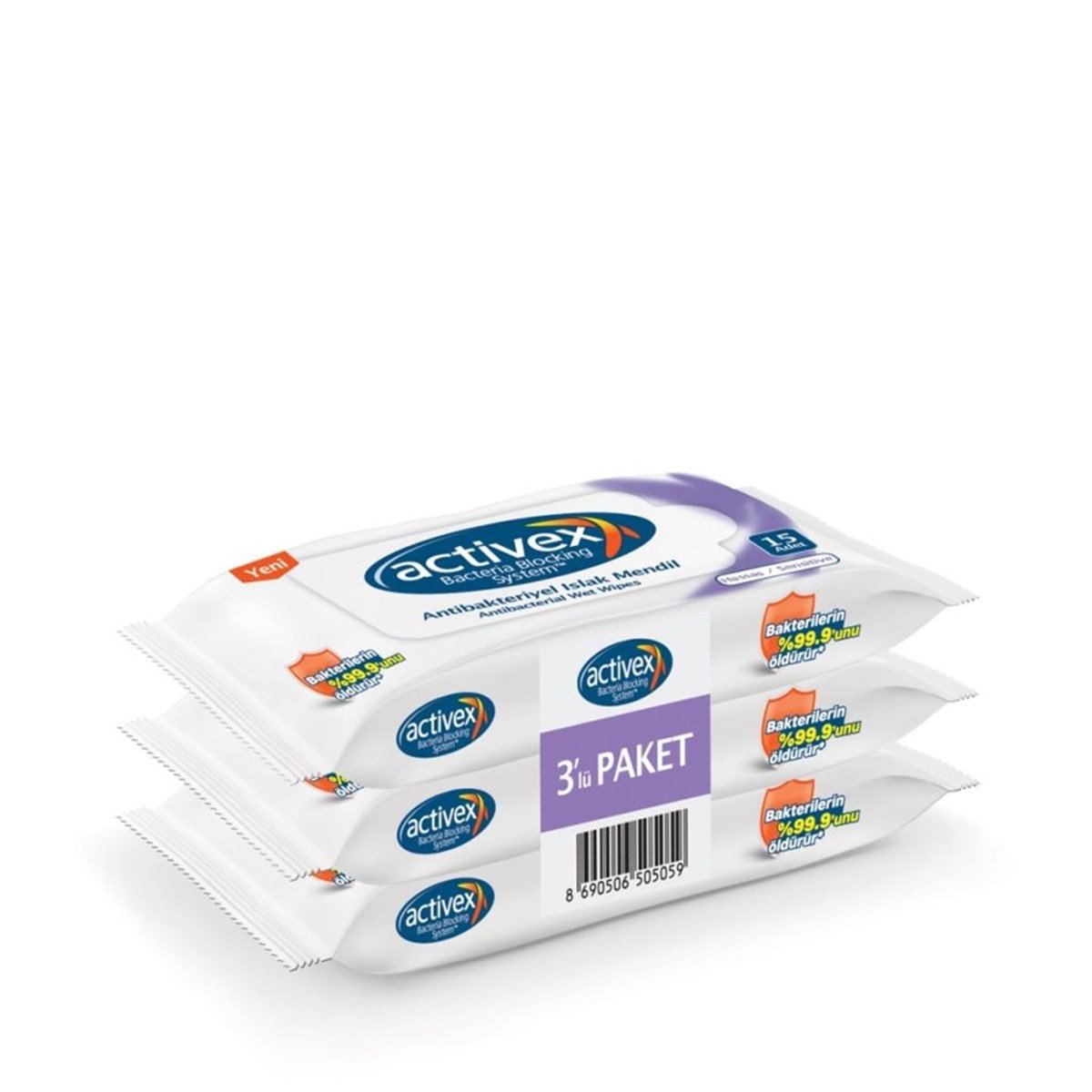 Activex Antibakteriyel Islak Mendil Aktif 15*3'lü Hassas