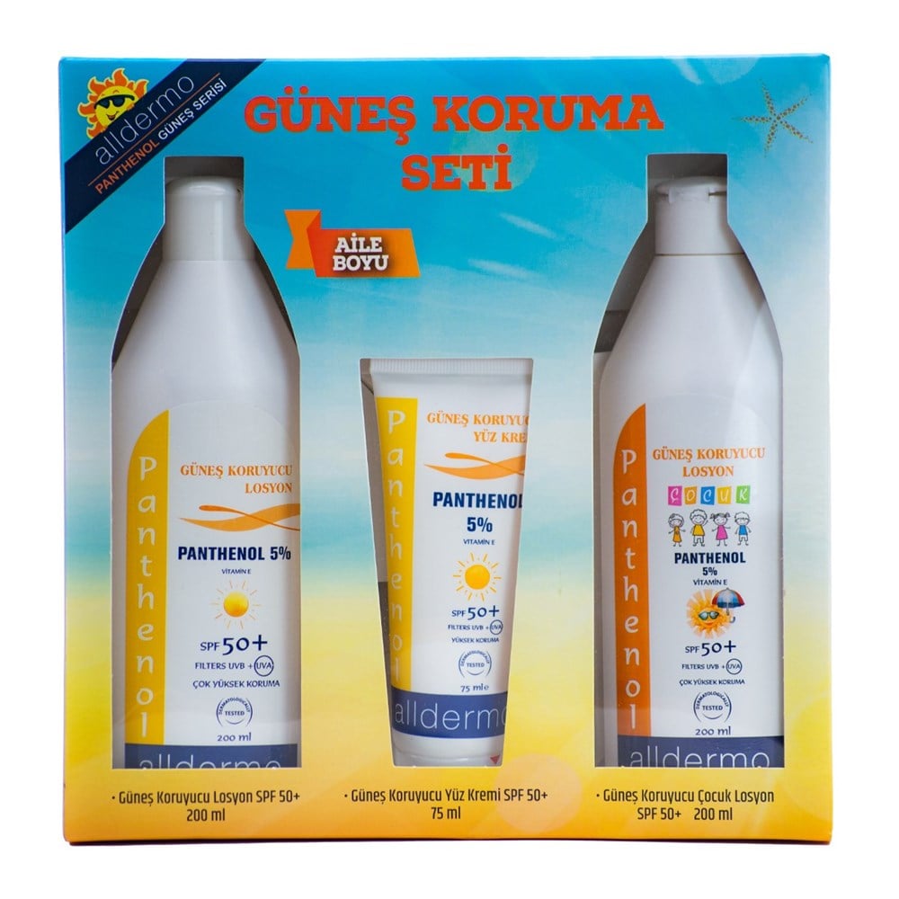 Alldermo Güneş Koruma Seti Aile Boy 200 Ml+200 Ml+75 Ml