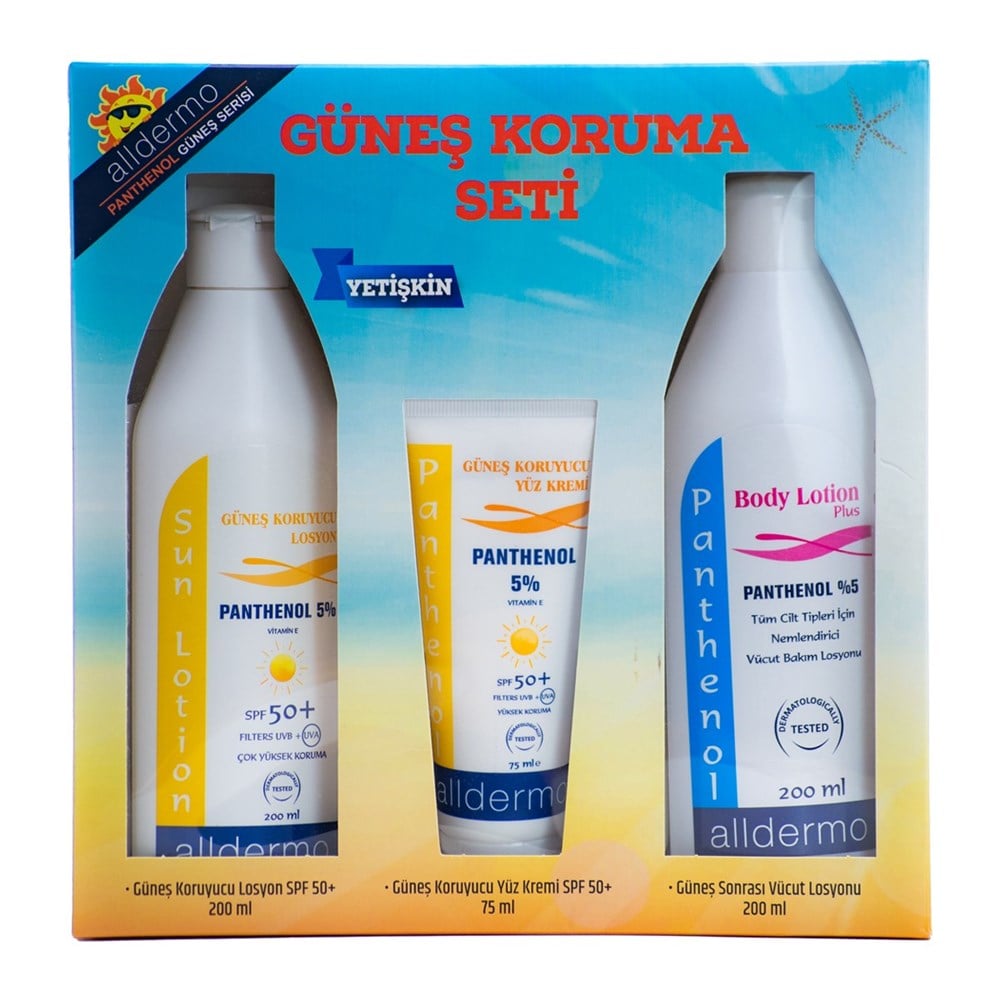 Alldermo Güneş Koruma Seti Yetişkin 200 Ml+200 Ml+75 Ml