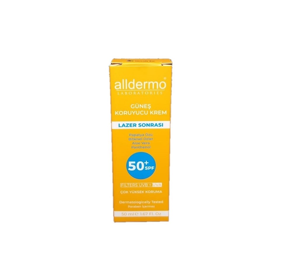 Alldermo Lazer Sonrası Cilt Güneş Kremi 50 Spf 50 Ml