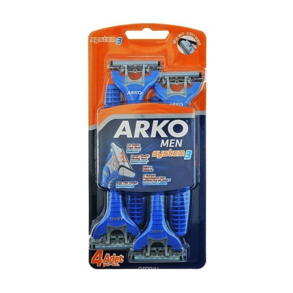 Arko System 3 Tıraş Bıçağı 3 Jilet 4 Lü Paket