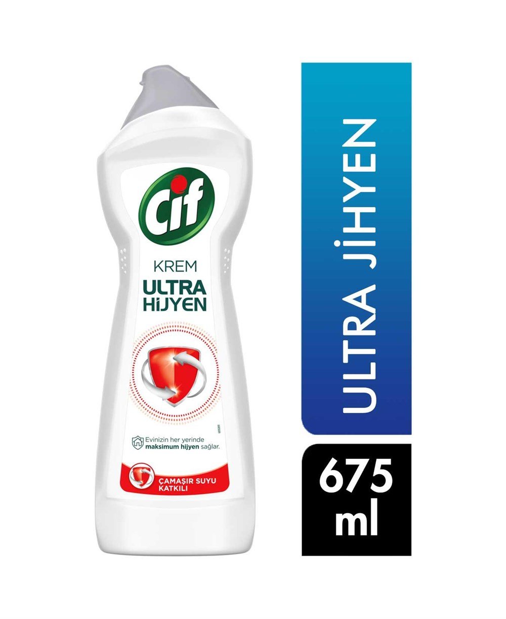 Cif Krem Temizleyici 675 ml Ultra Hijyen Çamaşır Suyu Katkılı 