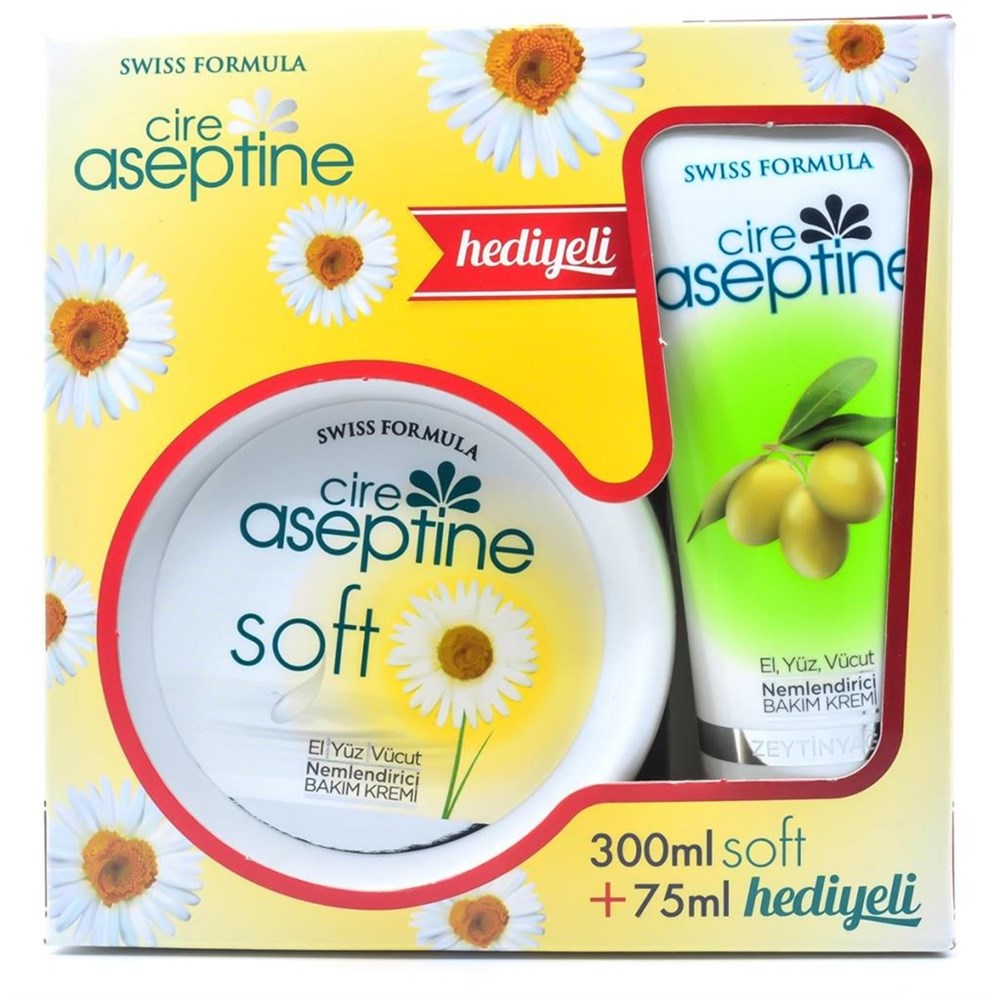 Cire Aseptine Soft Papatya Özlü 300 ml + El, Yüz ve Vücut Kremi 75 ml