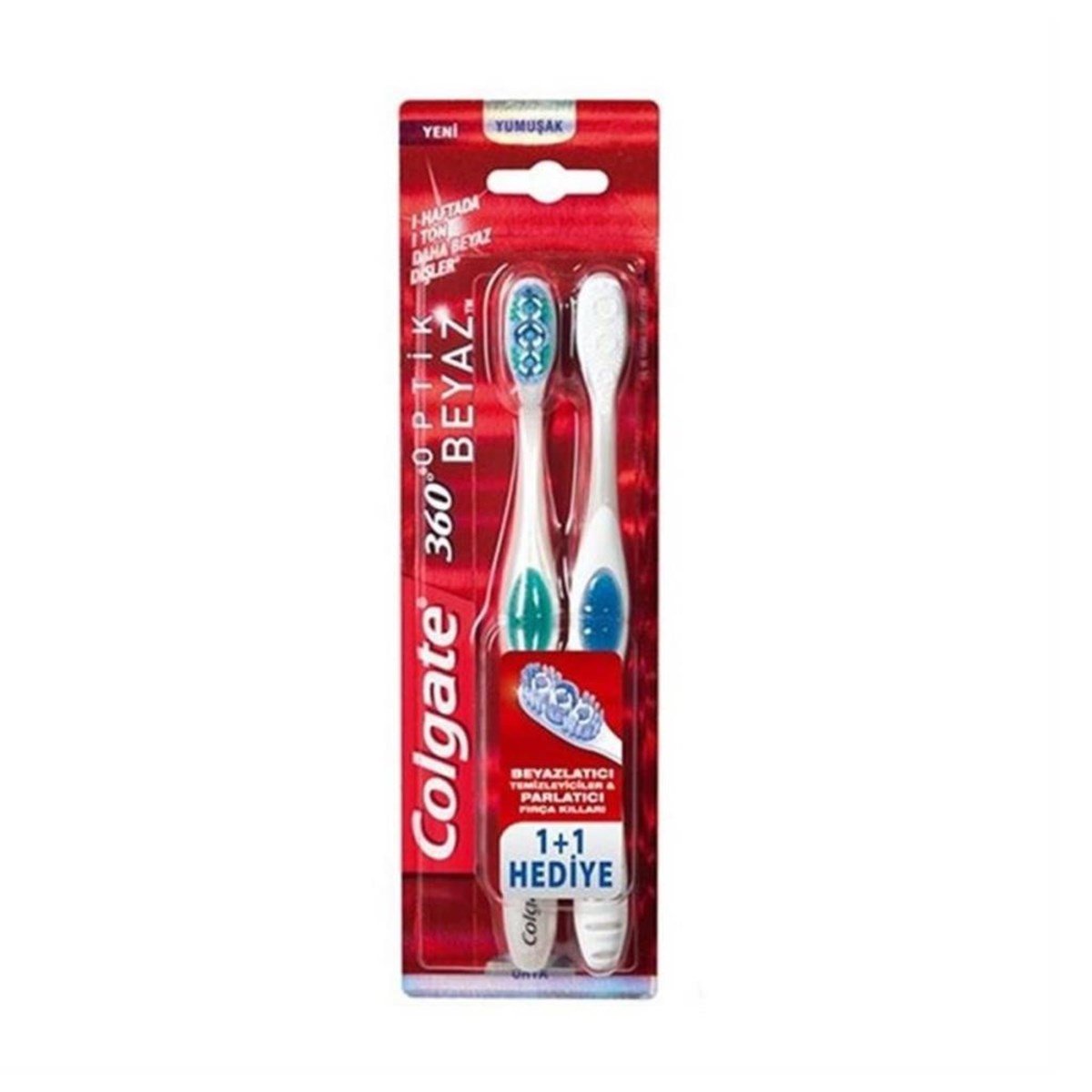 Colgate Diş Fırçası 360° Optik Beyaz Yumuşak 1+1