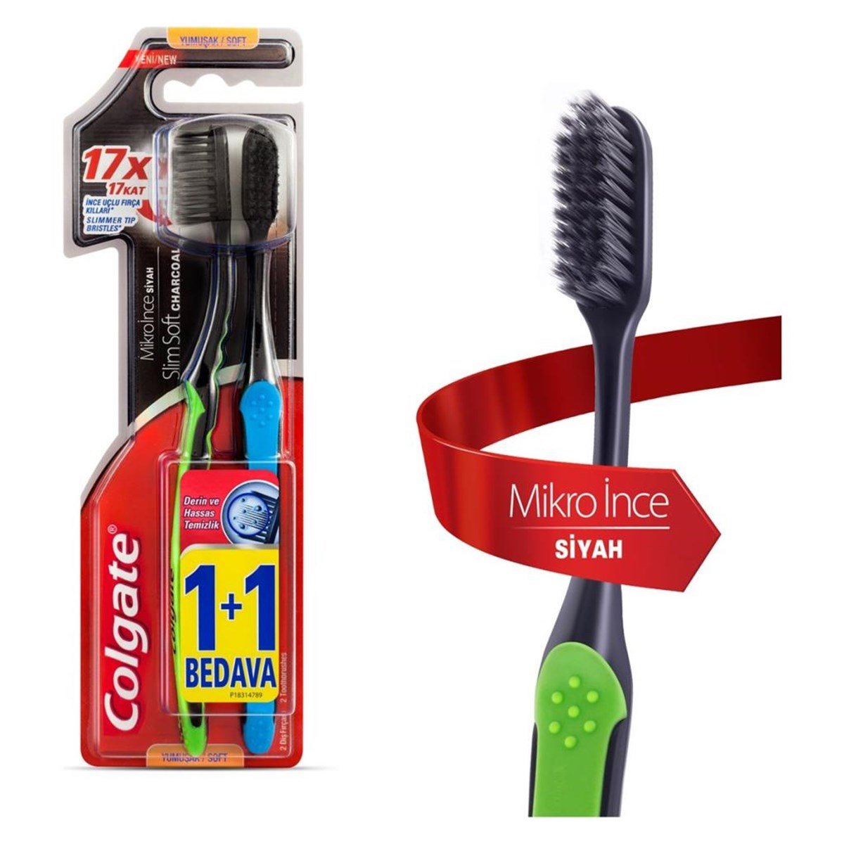 Colgate Diş Fırçası Mikro İnce Siyah 1+1 Yumuşak