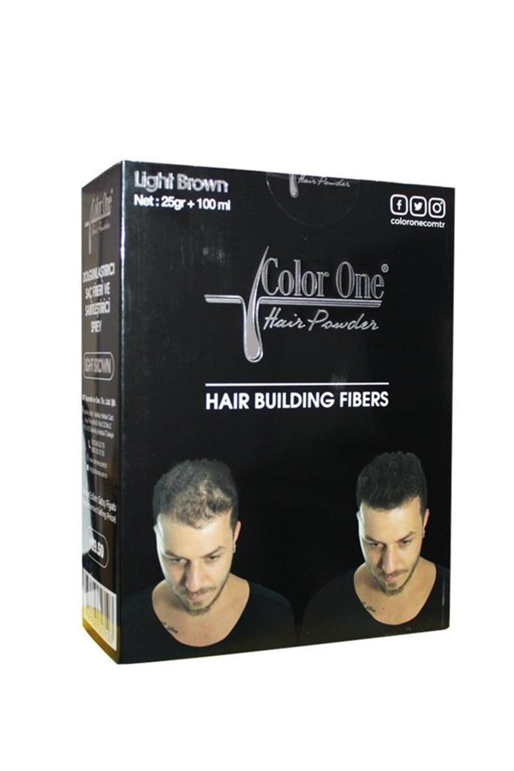 Color One Dolgunlaştırıcı Saç Fiberi Açık Kahverengi 25 gr + 100 Ml Sprey Hediye