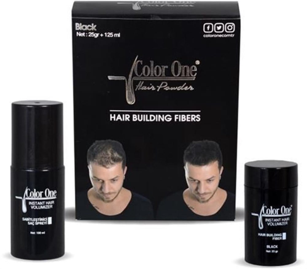 Color One Dolgunlaştırıcı Saç Fiberi Siyah 25 gr + 100 Ml Sprey Hediye