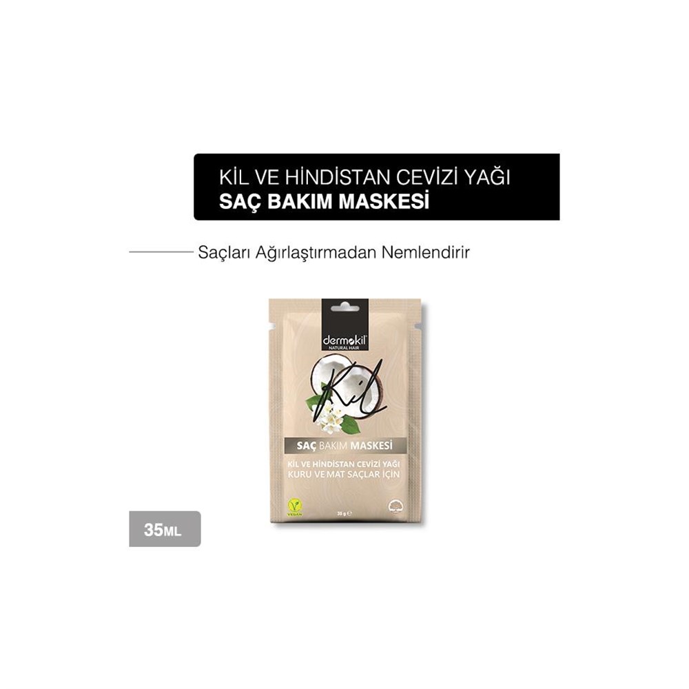 Dermokil Kil ve Hindistan Cevizi Yağlı Saç Maskesi 35 ml