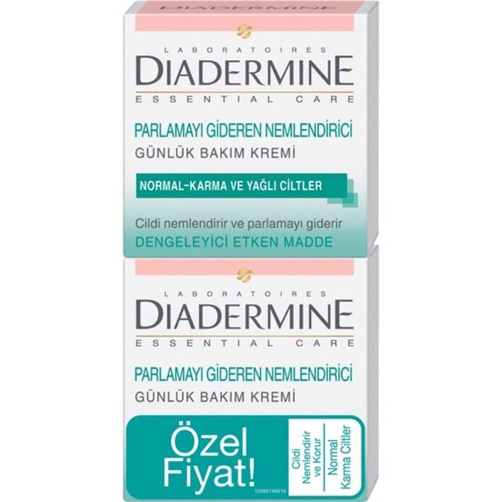 Diadermine Normal ve Karma Ciltler için Nemlendirici Bakım Kremi 2'li 50 Ml+50 Ml