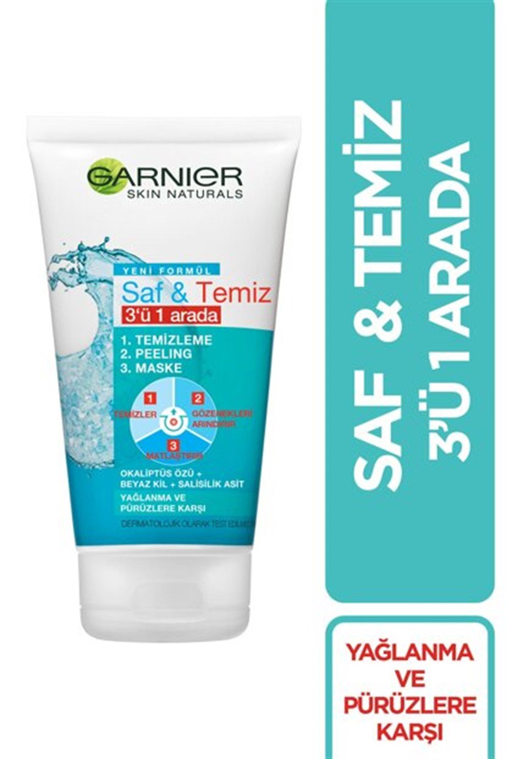 Garnier Saf & Temiz 3 İn 1 Temizleme + Peeling + Maske 150 Ml