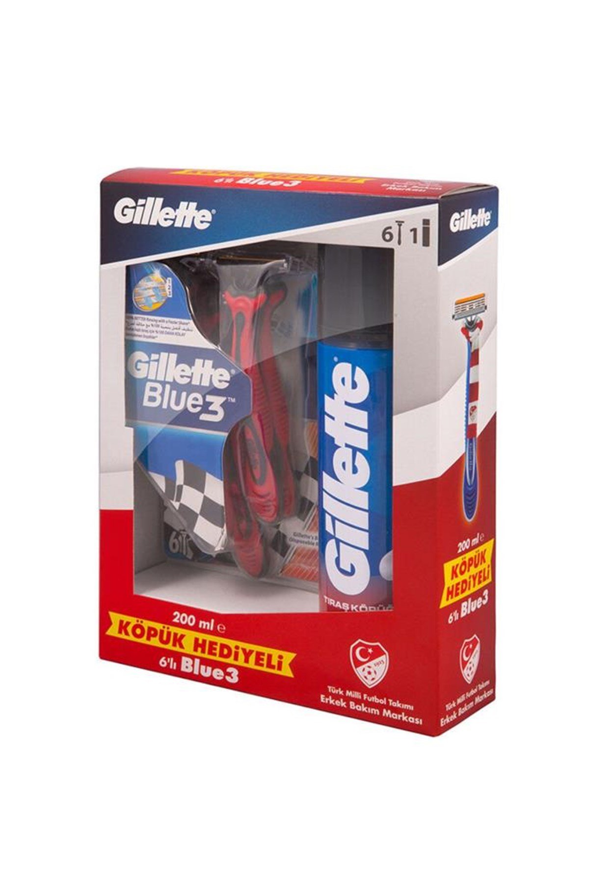 Gillette Blue3 6'lı + Tıraş Köpüğü 200 Ml